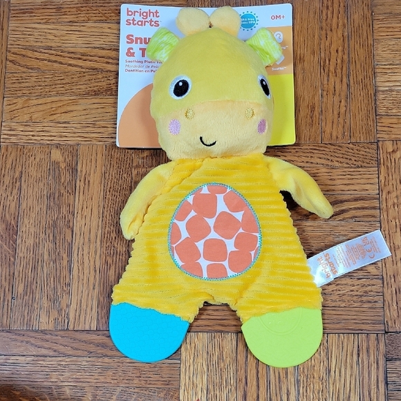 Bright Stars: Yellow and Blue Snuggle And Teethe Giraffe Toy NWT - Picture 1 of 4